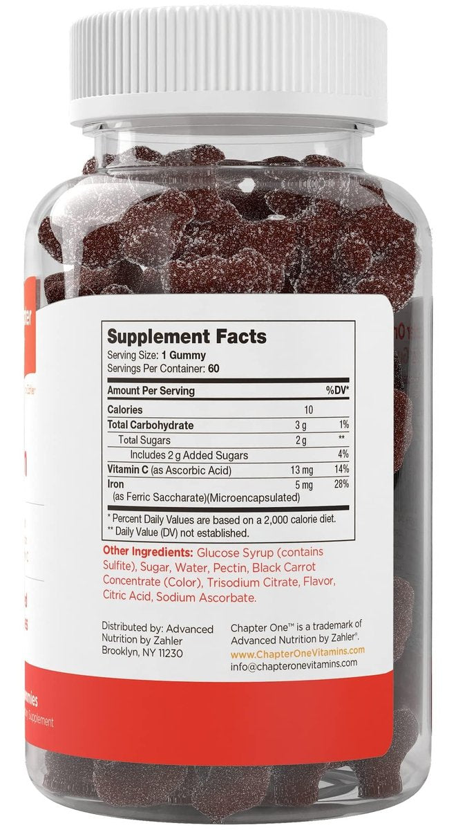 Zahler Eisen Gummibärchen mit Vitamin C – für Frauen, Männer & Kinder – Beste kaubare, leicht verdauliche Koscher-Eisen-Ergänzung für Kinder & Erwachsene – 60 Stück
