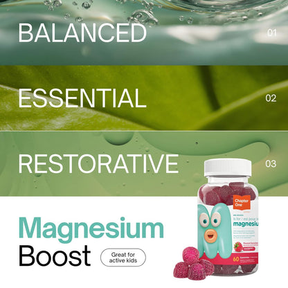 Zahler Chapter One Magnesium Gummies für Kinder – Beruhigende Gummibärchen zur Unterstützung der Muskelfunktion – Koscher, laktosefrei & glutenfrei – Himbeergeschmack, 60 Stück