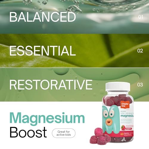 Zahler Chapter One Magnesium Gummies für Kinder – Beruhigende Gummibärchen zur Unterstützung der Muskelfunktion – Koscher, laktosefrei & glutenfrei – Himbeergeschmack, 60 Stück