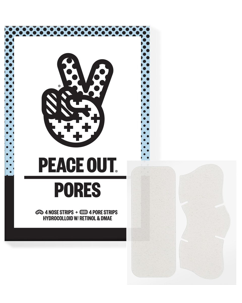 PEACE OUT Pore Strips für Nase und Gesicht – Ölabsorbierende Hydrokolloid-Streifen zur Entfernung von Mitessern, Porenverfeinernd mit Retinol, Mehrfach verwendbare Gesichtsstreifen für verstopfte Poren (8 Stück)