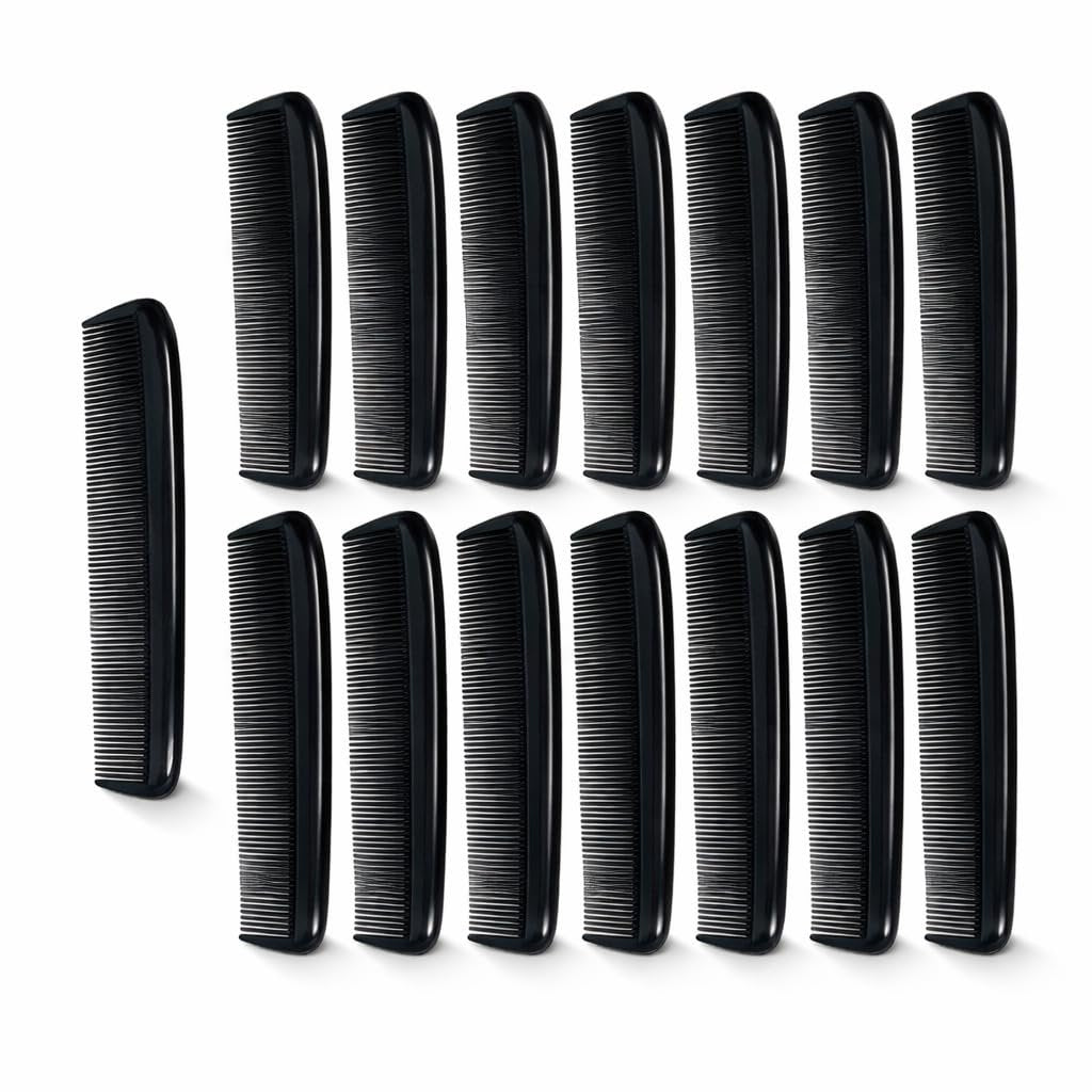 GENTS 15 Herren Haarkamm Set – Schwarze Taschenkämme für Bart & Schnurrbart, unzerbrechlich, 5 Zoll, Feinzinkenkämme für Reisen und tägliche Pflege
