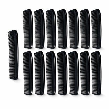 GENTS 15 Herren Haarkamm Set – Schwarze Taschenkämme für Bart & Schnurrbart, unzerbrechlich, 5 Zoll, Feinzinkenkämme für Reisen und tägliche Pflege