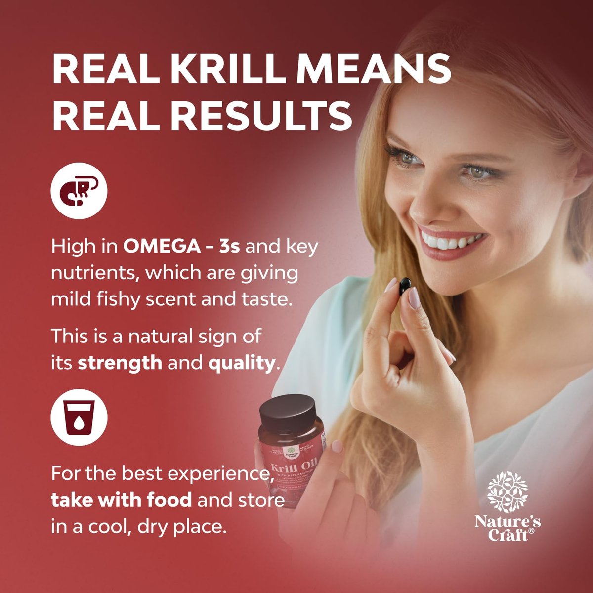 Krill Omega 3 Fischöl Softgels - Konzentriertes Krill EPA & DHA Fischöl Omega 3 Nahrungsergänzung für Frauen & Männer zur Unterstützung des Immunsystems, Gehirn- & Herzgesundheit - Aufstoßfreie Fettsäuren Kapseln - 30 Stück