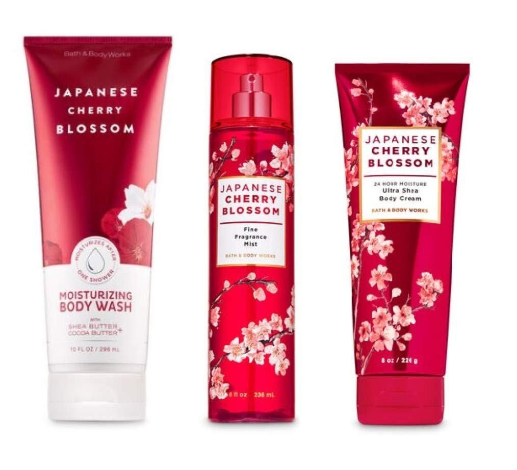 Bath & Body Works Japanische Kirschblüte - Feuchtigkeitsspendendes Duschgel, Duftnebel und Körpercreme - 3-teiliges Geschenkset (2020)