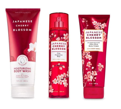 Bath & Body Works Japanische Kirschblüte - Feuchtigkeitsspendendes Duschgel, Duftnebel und Körpercreme - 3-teiliges Geschenkset (2020)