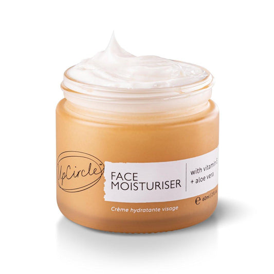 UPCIRCLE Gesichtscreme mit Arganpulver 1,7 oz - Nährende Tagescreme - Vitamin E, Aloe Vera, Glycerin, Shea- + Kokosbutter - Natürlich, vegan & tierversuchsfrei