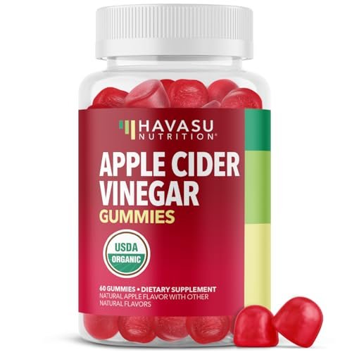 Apfelessig Gummis – Bio ACV Vitamine für Verdauungsgesundheit, Stoffwechsel & Darmunterstützung – 60 Stück – Vegan, Nicht-GVO, Glutenfrei – Köstlicher Geschmack ohne beißende Note – 1 Monatsvorrat