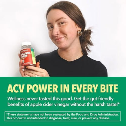 Apfelessig Gummis – Bio ACV Vitamine für Verdauungsgesundheit, Stoffwechsel & Darmunterstützung – 60 Stück – Vegan, Nicht-GVO, Glutenfrei – Köstlicher Geschmack ohne beißende Note – 1 Monatsvorrat
