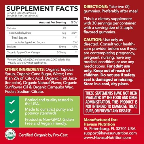 Apfelessig Gummis – Bio ACV Vitamine für Verdauungsgesundheit, Stoffwechsel & Darmunterstützung – 60 Stück – Vegan, Nicht-GVO, Glutenfrei – Köstlicher Geschmack ohne beißende Note – 1 Monatsvorrat