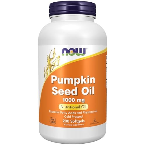 NOW Foods Kürbiskernöl 1000 mg mit essentiellen Fettsäuren und Phytosterolen, kaltgepresst, 200 Softgels