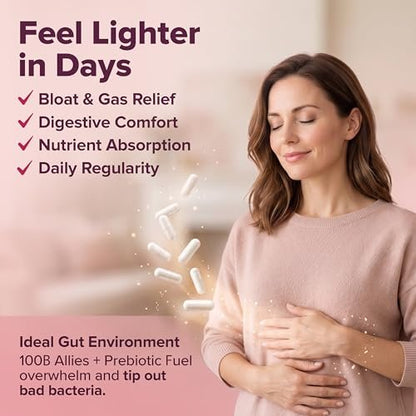 Wholesome Wellness Dr. Formulated Rohprobiotika für Frauen 100 Milliarden KBE Kapseln mit Präbiotika, Verdauungsenzymen, für Erwachsene, haltbares Nahrungsergänzungsmittel