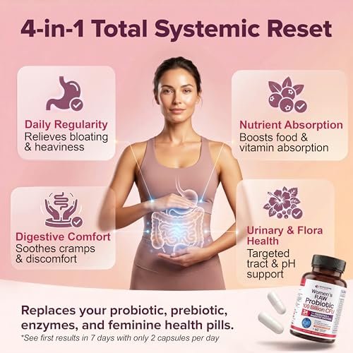 Wholesome Wellness Dr. Formulated Rohprobiotika für Frauen 100 Milliarden KBE Kapseln mit Präbiotika, Verdauungsenzymen, für Erwachsene, haltbares Nahrungsergänzungsmittel