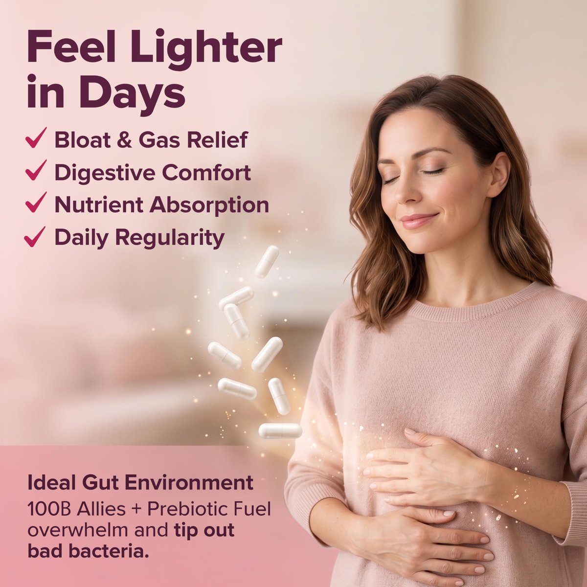 Wholesome Wellness Dr. Formulated Rohprobiotika für Frauen 100 Milliarden KBE Kapseln mit Präbiotika, Verdauungsenzymen, für Erwachsene, haltbares Nahrungsergänzungsmittel
