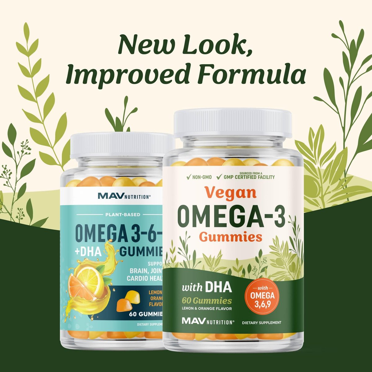 Omega 3-6-9 + DHA Gummis | Pflanzliche Triple-Omegas aus Algen, Leinsamen & Distelöl | 50 mg DHA | Vegetarisch, Nicht-GVO, Glutenfrei, Essentielle Fettsäuren für Erwachsene | 60 Gummis