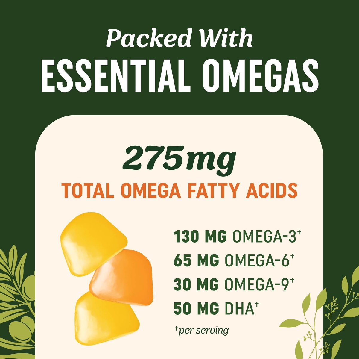 Omega 3-6-9 + DHA Gummis | Pflanzliche Triple-Omegas aus Algen, Leinsamen & Distelöl | 50 mg DHA | Vegetarisch, Nicht-GVO, Glutenfrei, Essentielle Fettsäuren für Erwachsene | 60 Gummis