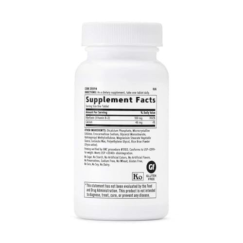 GNC Vitamin B2 100mg – Riboflavin für den Energiestoffwechsel, 100 Kapseln