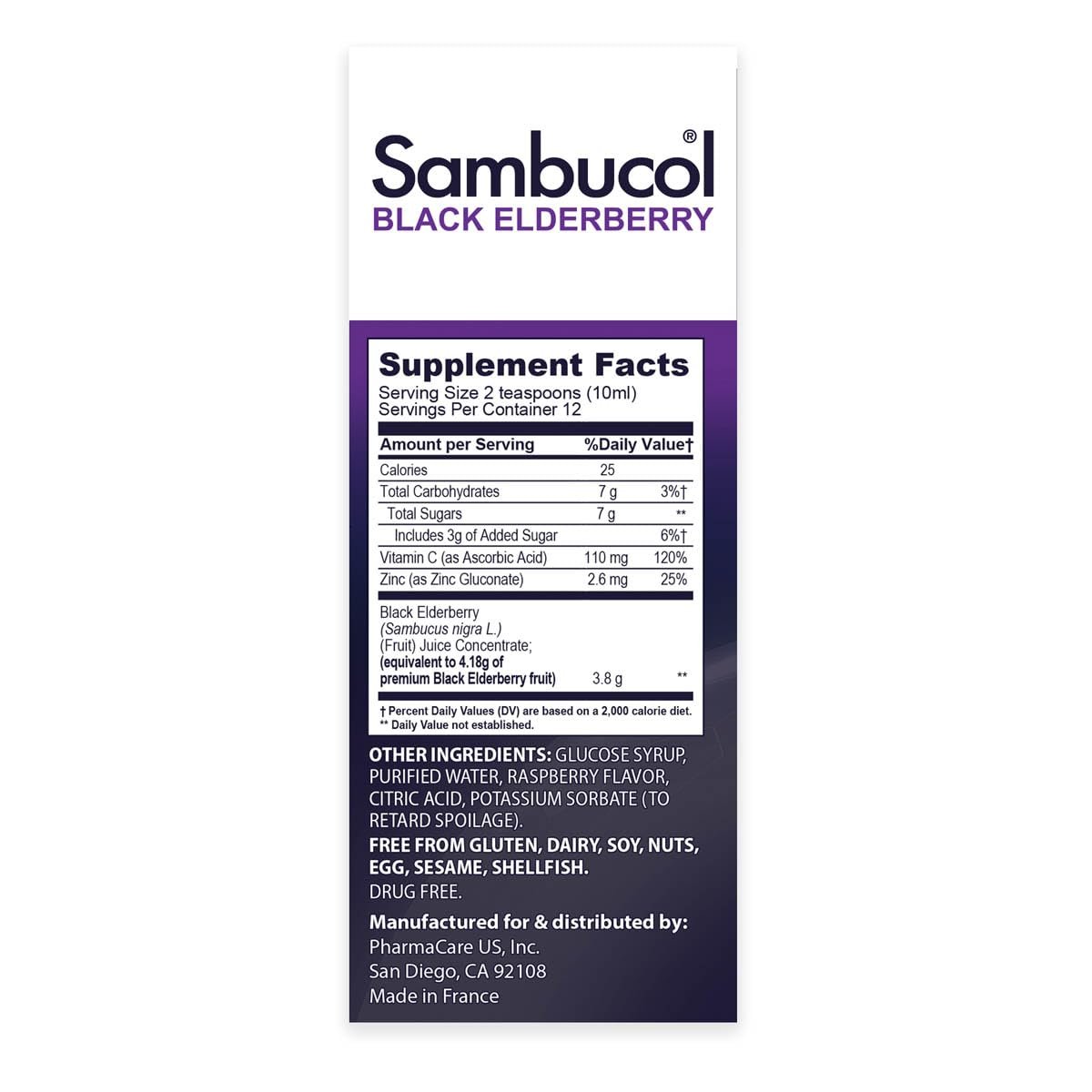 Sambucol Advanced Holunderbeeren Sirup – Mit Zink und Vitamin C für Erwachsene, Immununterstützung, Hoher Antioxidantiengehalt, Glutenfrei – 118 ml