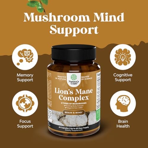 Advanced Lions Mähnenpilz Komplex – Kapseln mit Reishi, Chaga, Maitake & Shiitake für Gehirngesundheit, Gedächtnis & Fokus – Nootropikum für geistige Klarheit – 60 Kapseln