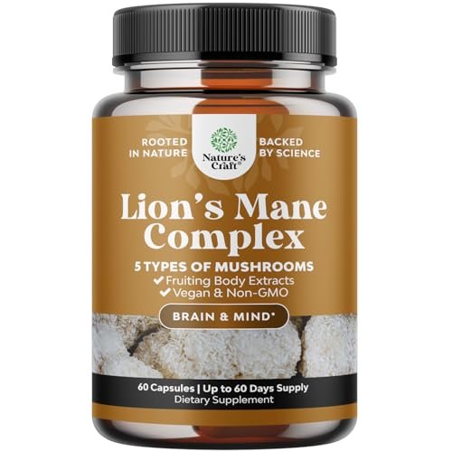 Advanced Lions Mähnenpilz Komplex – Kapseln mit Reishi, Chaga, Maitake & Shiitake für Gehirngesundheit, Gedächtnis & Fokus – Nootropikum für geistige Klarheit – 60 Kapseln
