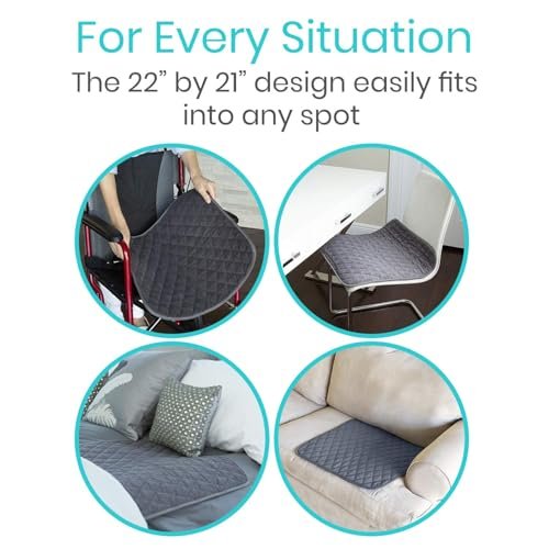 Sures Wasserdichte Inkontinenz-Stuhlauflagen (56 x 53 cm) – Waschbarer, saugfähiger Sitzschutz für Bett, Auto, Rollstuhl & Sessel (Grau, 1 Packung)