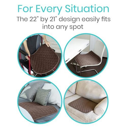 Sures Wasserdichte Inkontinenz-Stuhlauflagen (56 x 53 cm) - Waschbarer, Wasserdichter Sitzschoner - Stuhlschoner Sitzbezug - Saugfähige Unterlage für Bett, Sitz, Auto, Rollstuhl & Sessel (Braun, 1 Packung)