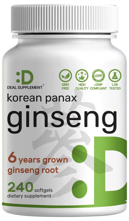 DEAL SUPPLEMENT Koreanischer Roter Panax Ginseng Wurzelextrakt, 240 Weichkapseln