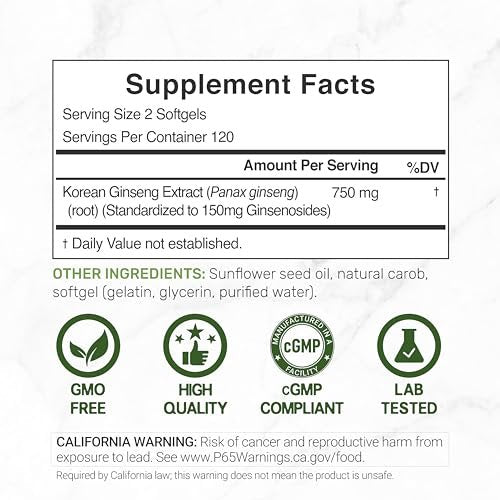 DEAL SUPPLEMENT Koreanischer Roter Panax Ginseng Wurzelextrakt, 240 Weichkapseln
