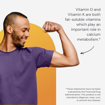 Healthy Origins Vitamin D3 & K2 – Hoch bioverfügbares Vitamin D3 (50 µg) & K2 (200 µg) – Nicht-GVO & glutenfrei – 60 Softgels