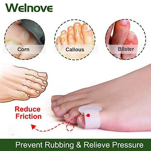 Welnove Gel Zehenspreizer, kleiner Zeh Spacer, kleine Zeh Polster zur Verhinderung von Reibung & Druckentlastung (12er Pack)