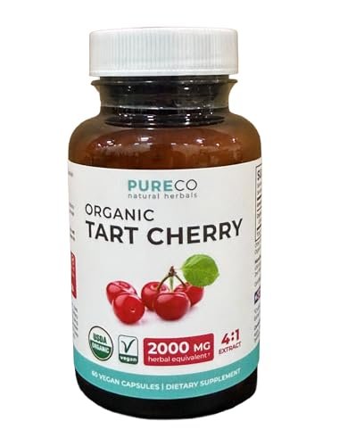 Bio Sauerkirschkapseln mit hoher Konzentration - 500 mg 4:1 Extrakt - 1 Kapsel pro Portion für Harnsäureunterstützung - Vegan, Nicht-GVO & Hergestellt in den USA (2 Monate Vorrat)