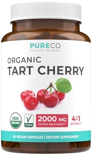 Bio Sauerkirschkapseln mit hoher Konzentration - 500 mg 4:1 Extrakt - 1 Kapsel pro Portion für Harnsäureunterstützung - Vegan, Nicht-GVO & Hergestellt in den USA (2 Monate Vorrat)