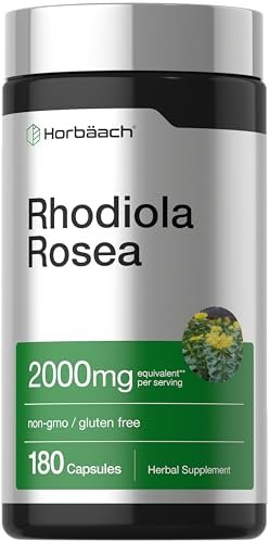 Horbäach Rhodiola Rosea Kapseln | 180 Stück | Nicht-GVO, Glutenfrei Nahrungsergänzungsmittel