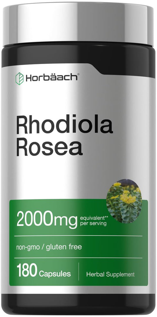 Horbäach Rhodiola Rosea Kapseln | 180 Stück | Nicht-GVO, Glutenfrei Nahrungsergänzungsmittel