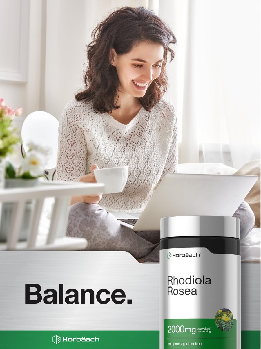 Horbäach Rhodiola Rosea Kapseln | 180 Stück | Nicht-GVO, Glutenfrei Nahrungsergänzungsmittel