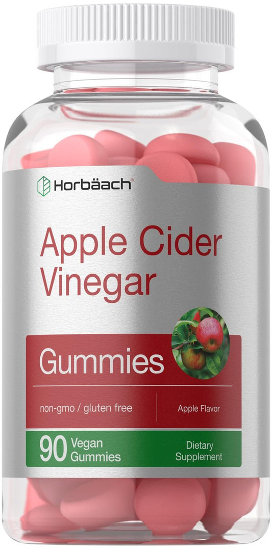 Horbäach Apfelessig Gummibärchen | 90 Stück | Apfelgeschmack ACV Nahrungsergänzungsmittel für Erwachsene | Vegan, Nicht-GVO & Glutenfrei