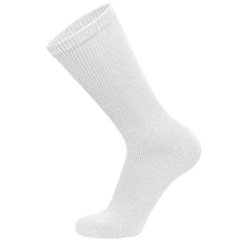 6 Paar Baumwoll-Diabetiker-Socken für Herren, Neuropathie-Socken (Größe 10-13, Schuhgröße 9-12, Weiß)