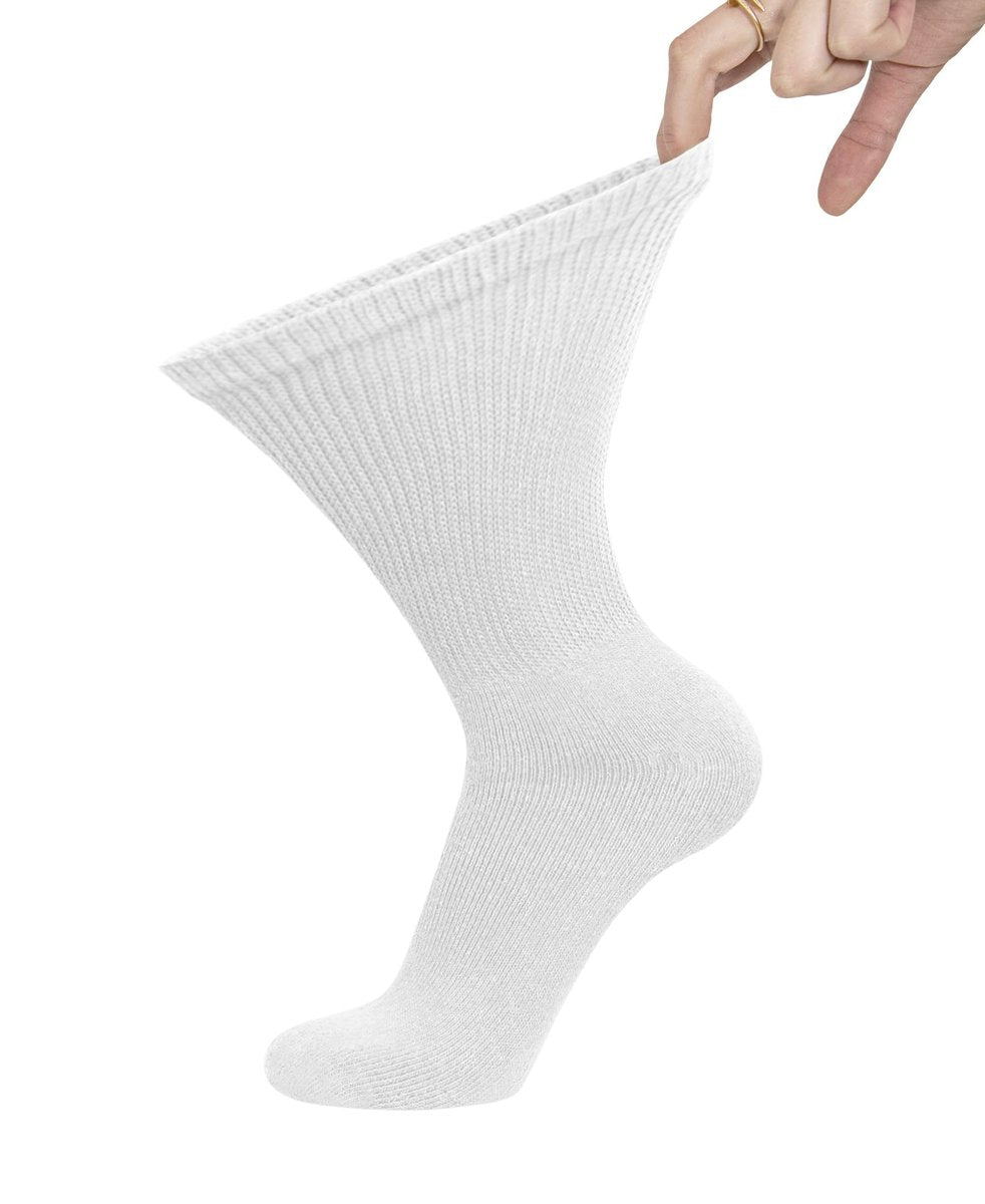 6 Paar Baumwoll-Diabetiker-Socken für Herren, Neuropathie-Socken (Größe 10-13, Schuhgröße 9-12, Weiß)