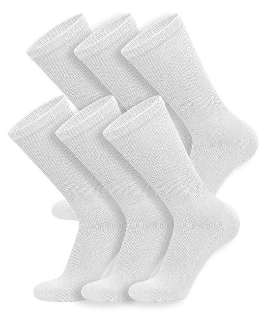 6 Paar Baumwoll-Diabetiker-Socken für Herren, Neuropathie-Socken (Größe 10-13, Schuhgröße 9-12, Weiß)