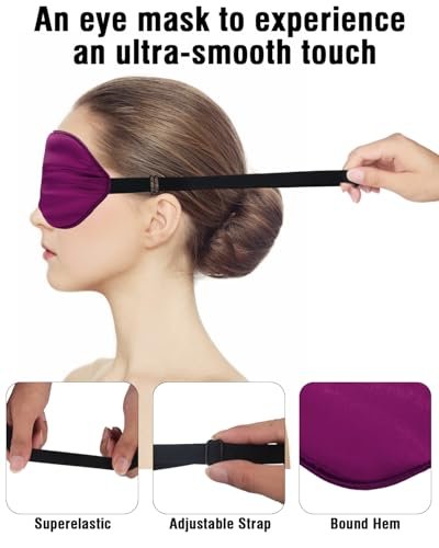 Hochoek 100% Seiden Schlafmaske – 3er-Pack, verstellbar, weich & hautfreundlich (Schwarz + Dunkelblau + Lila)