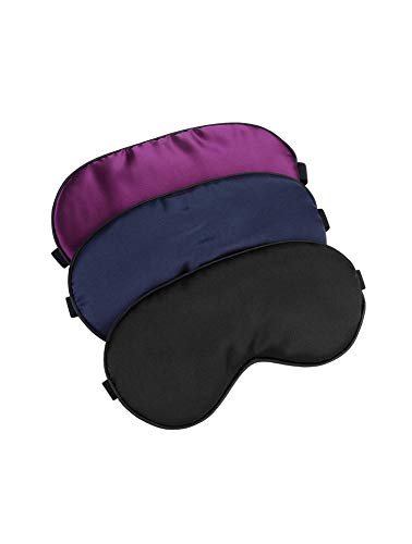 Hochoek 100% Seiden Schlafmaske – 3er-Pack, verstellbar, weich & hautfreundlich (Schwarz + Dunkelblau + Lila)