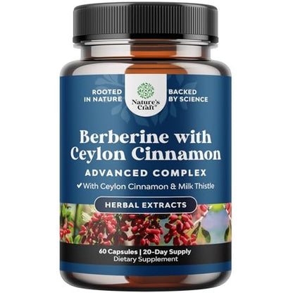 Balancing Berberine Plus 1200 mg pro Portion Komplex – Antioxidans Berberin mit Ceylon-Zimt Kapseln plus Silymarin Mariendistel Extrakt – Aktiver PK für Herzgesundheit und Zuckerunterstützung – 60 Kapseln