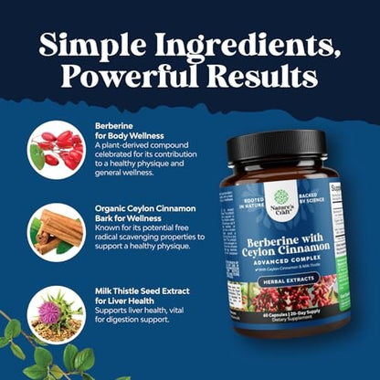 Balancing Berberine Plus 1200 mg pro Portion Komplex – Antioxidans Berberin mit Ceylon-Zimt Kapseln plus Silymarin Mariendistel Extrakt – Aktiver PK für Herzgesundheit und Zuckerunterstützung – 60 Kapseln