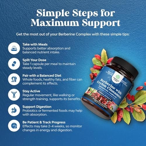Balancing Berberine Plus 1200 mg pro Portion Komplex – Antioxidans Berberin mit Ceylon-Zimt Kapseln plus Silymarin Mariendistel Extrakt – Aktiver PK für Herzgesundheit und Zuckerunterstützung – 60 Kapseln