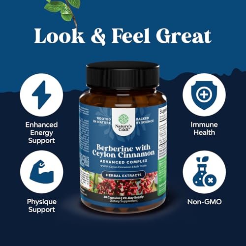 Balancing Berberine Plus 1200 mg pro Portion Komplex – Antioxidans Berberin mit Ceylon-Zimt Kapseln plus Silymarin Mariendistel Extrakt – Aktiver PK für Herzgesundheit und Zuckerunterstützung – 60 Kapseln
