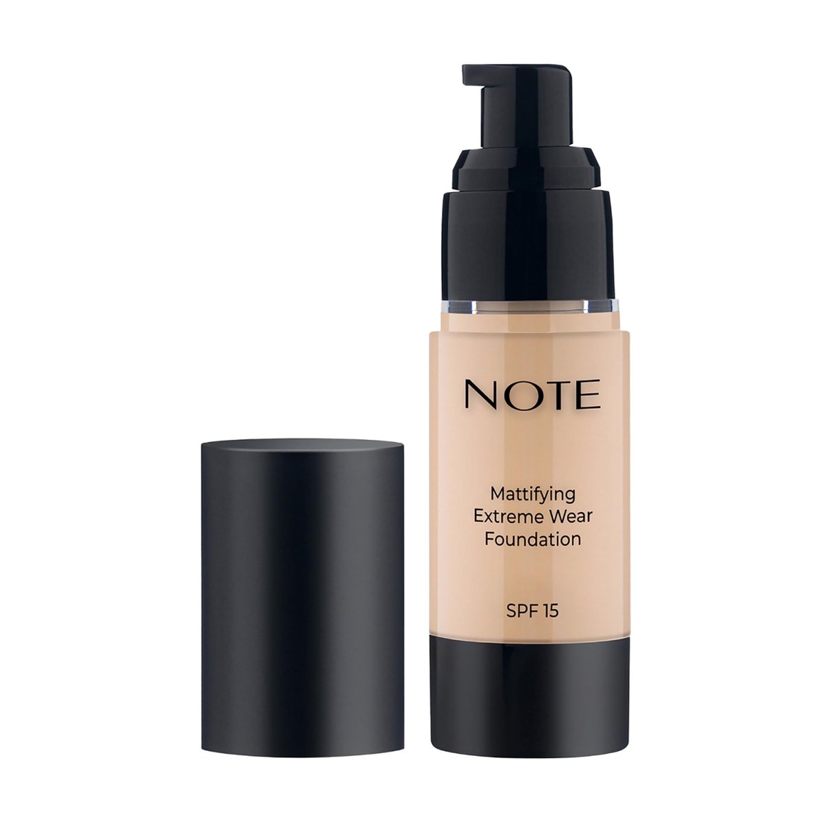 Note Cosmetique Mattifying Extreme Wear Liquid Foundation SPF 15 – Deckende Foundation für fettige Haut – 01 Beige – 30 ml