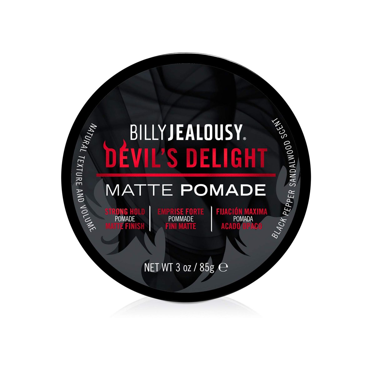 Billy Jealousy Devil's Delight Matte Pomade für Männer – Starker Halt, Volumen & Definition, wasserbasierte Formel mit schwarzem Pfeffer-Sandelholz-Duft, 85 g