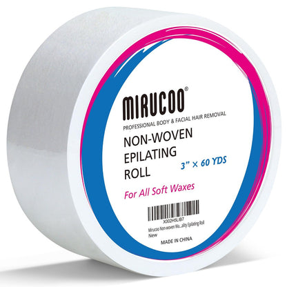Mirucoo Wachsstreifenrolle ohne Vlies für Körper- und Gesichtshaarentfernung, 7,6 cm x 55 m, Salonqualität Epilierrolle