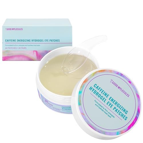 Good Molecules Koffein-Energie-Hydrogel-Augenpads – Augenmaske mit Hyaluronsäure zur Hydratation und Reduzierung von Schwellungen – 30 Paar, Gesichtspflege
