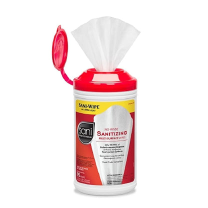 PDI Sani-Wipe™ Non-Rinse Food Contact Hard-Surface Sanitizing Wipe – 7,75" x 9", 95 Tücher pro Dose