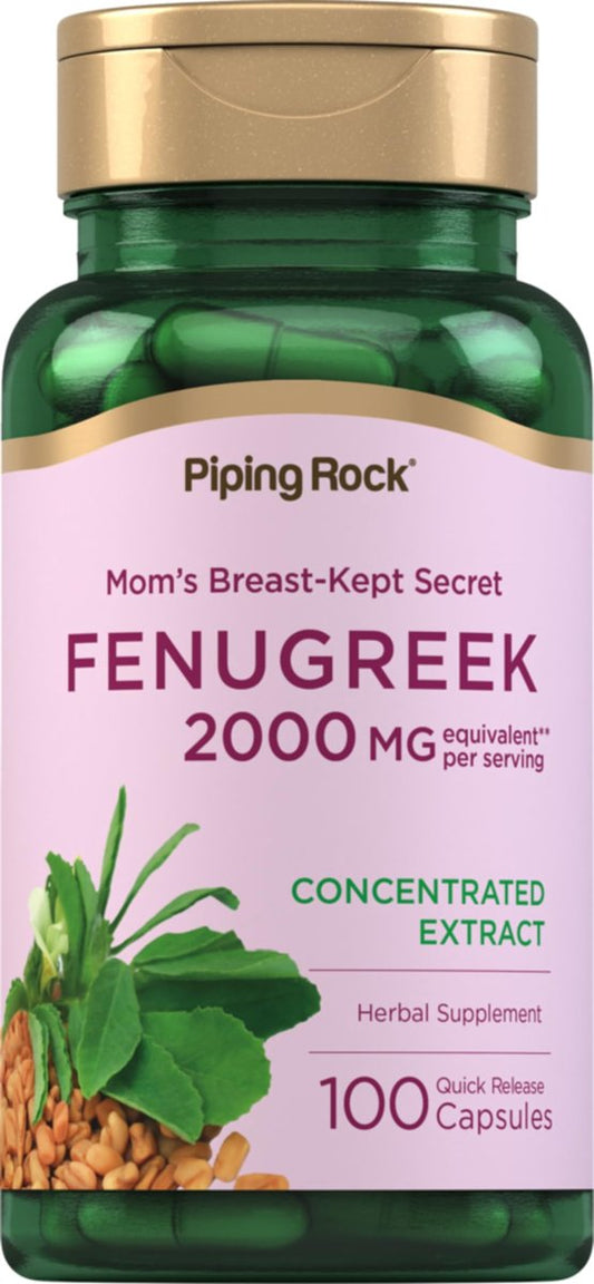 Piping Rock Bockshornklee Kapseln | 100 Kapseln | Konzentrierter Samenextrakt | Pflanzliches Nahrungsergänzungsmittel für Frauen | Non-GMO, Glutenfrei